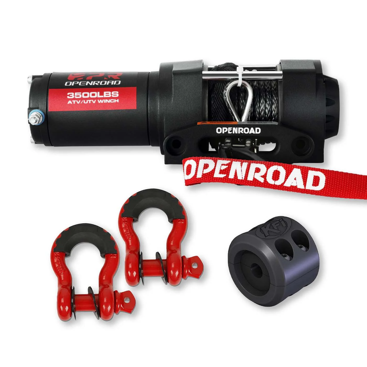 OPENROAD 3500lbs Electric Winch +3/4" D-ring shackle+winch cable stopper