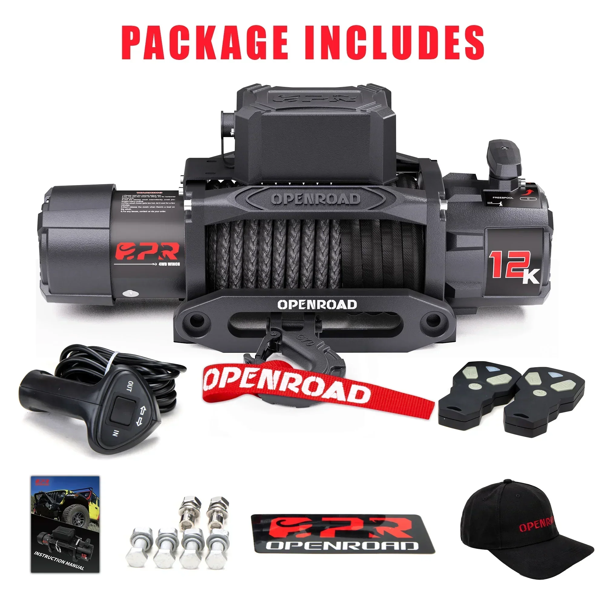 OPENROAD 12,000lbs Electric Winch with Synthetic Rope-Panther Series 3S - Image 8