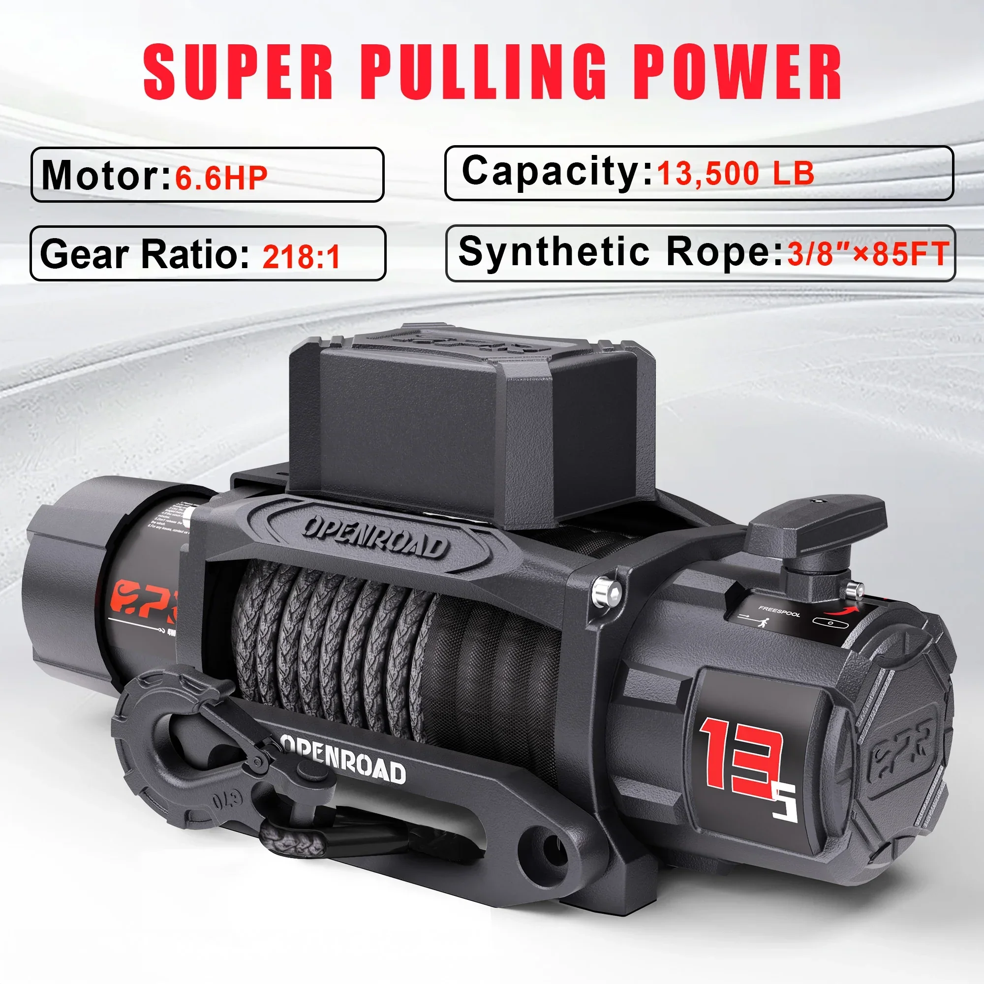 OPENROAD 13,500lbs electric winch with Synthetic Rope - Panther Series 3S - Image 4
