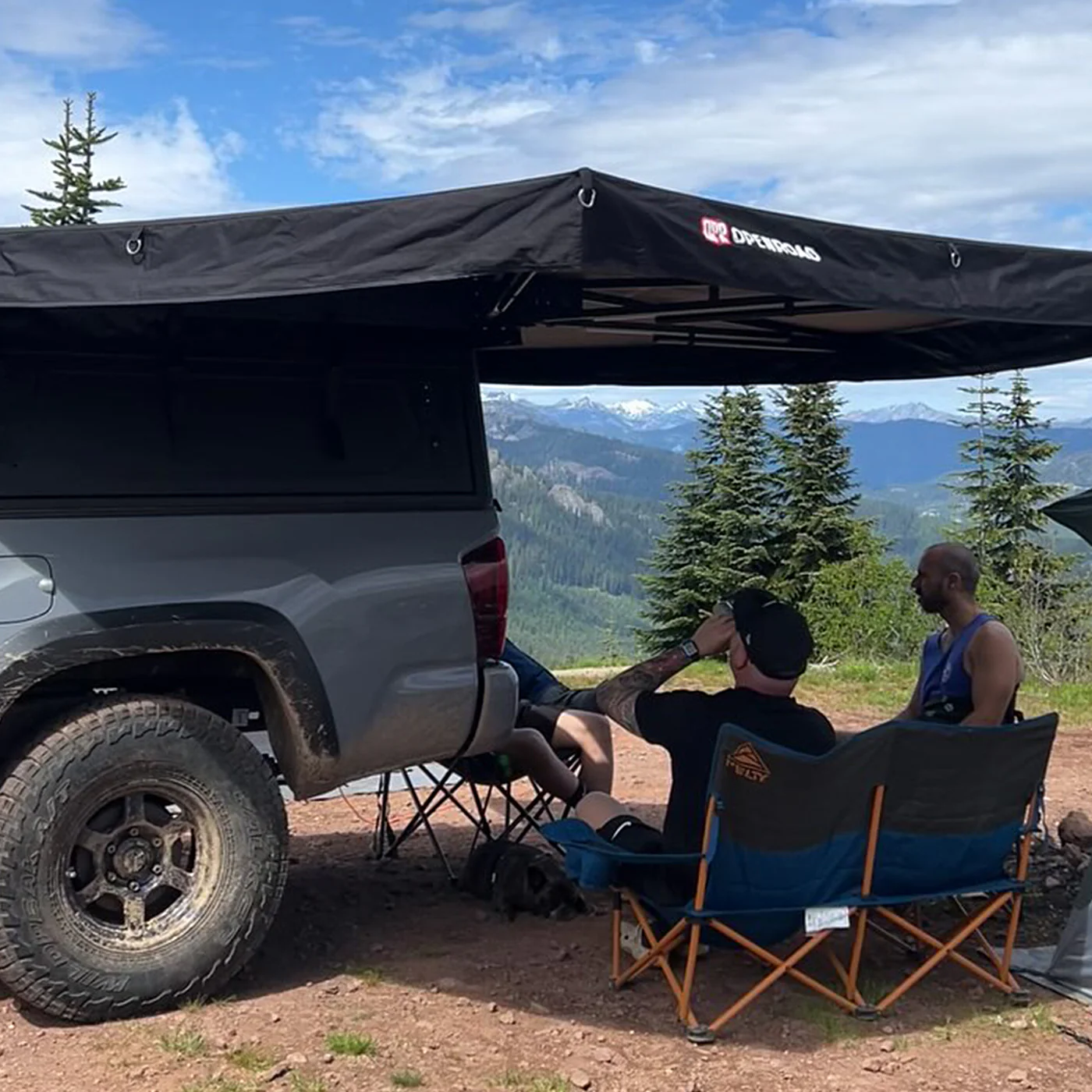 OPENROAD 270 Free Standing Awning with Aluminum Hard Shell Roof Top Tent with 13,500lbs electric winch - Image 7