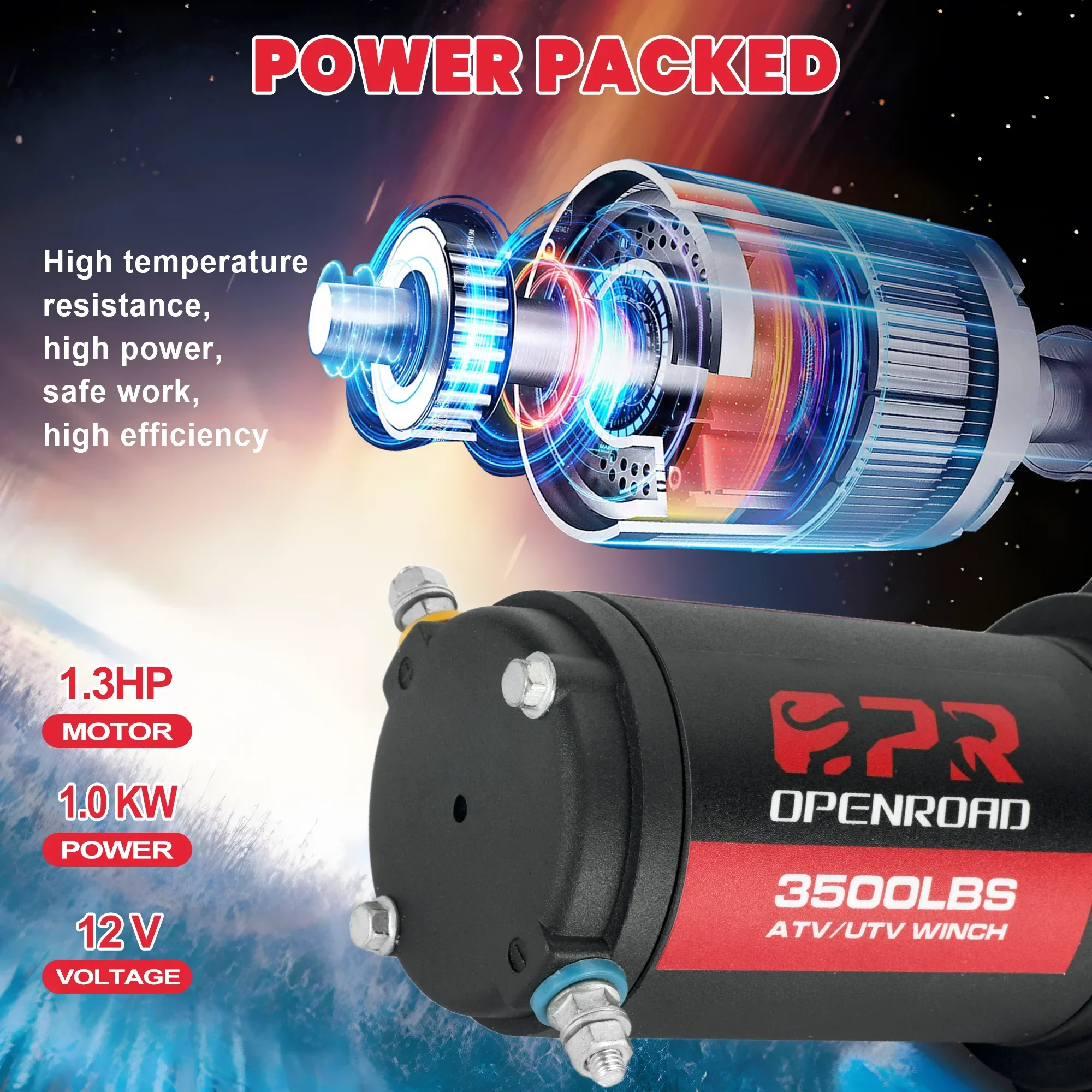 OPENROAD 3500lbs 12 Volts Electric Winch for ATV - Image 7