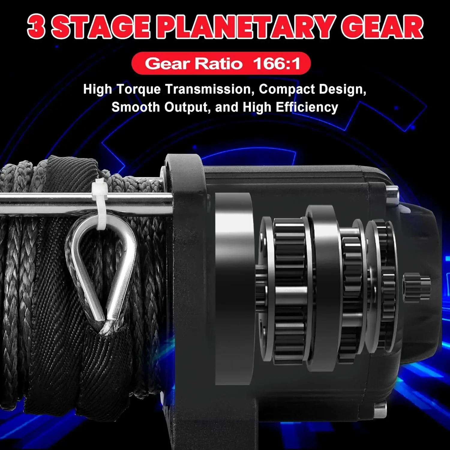 OPENROAD 4500lbs ATV/UTV Winch with Synthetic Rope and Wireless Remotes - Image 6