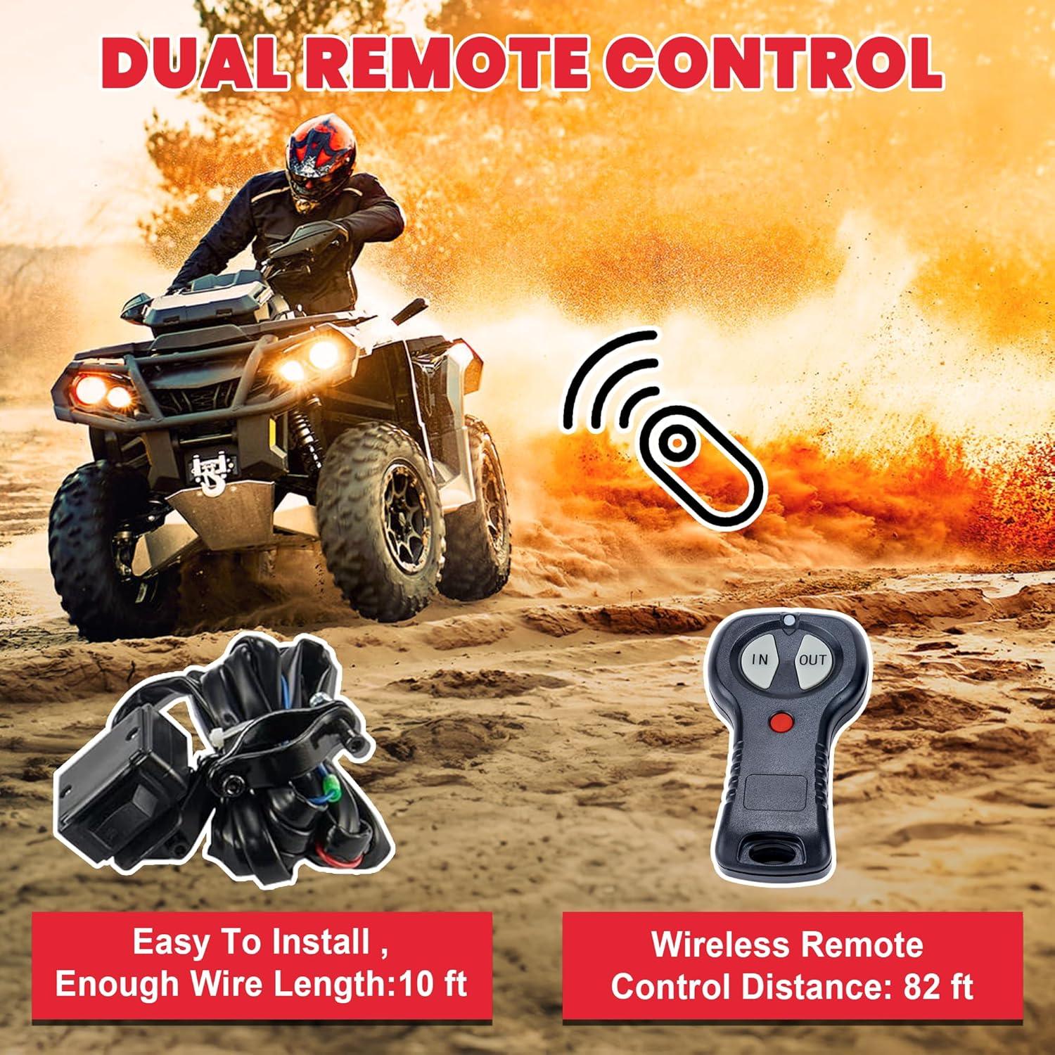 OPENROAD 4500lbs ATV/UTV Winch with Synthetic Rope and Wireless Remotes - Image 8