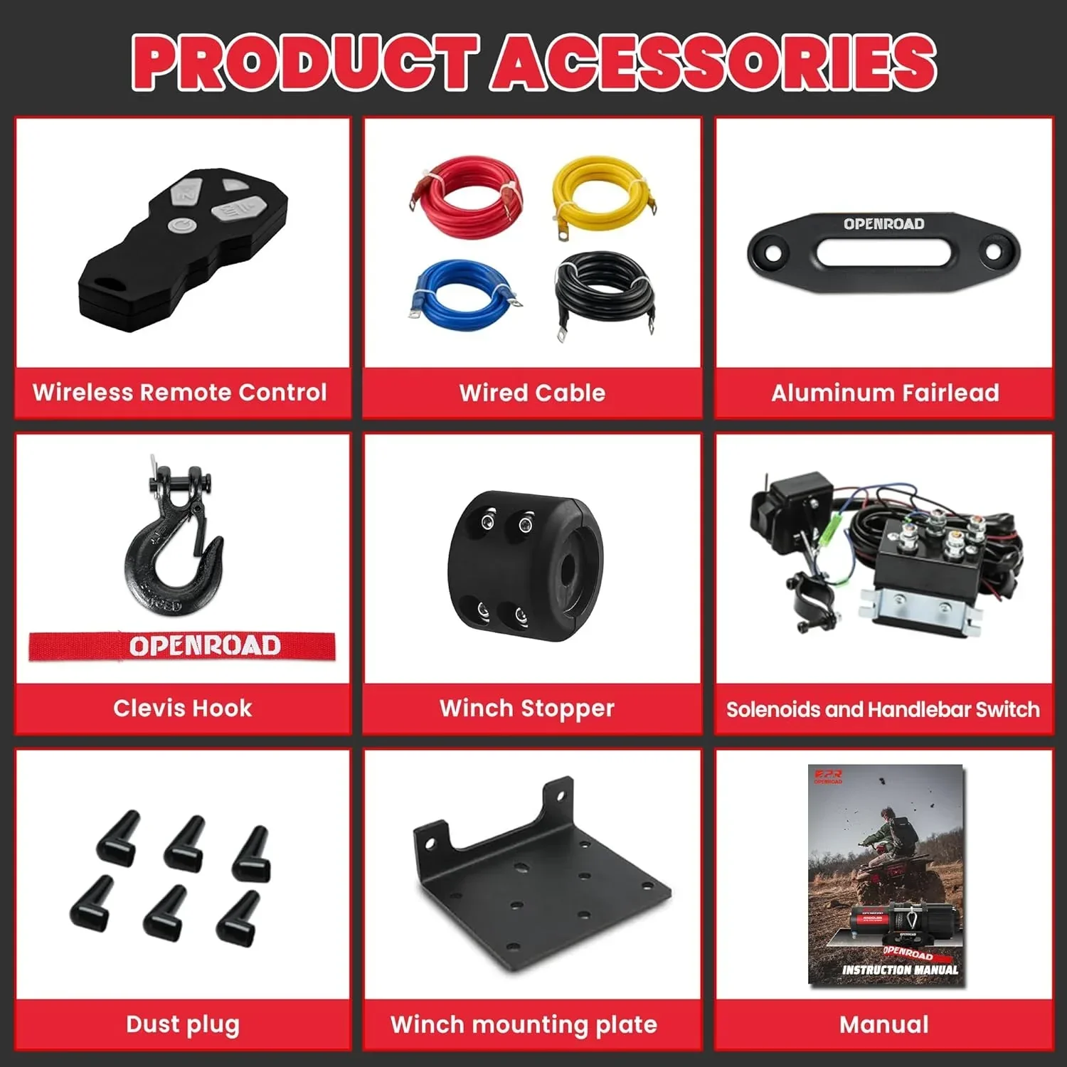 OPENROAD 4500lbs ATV/UTV Winch with Synthetic Rope and Wireless Remotes - Image 9