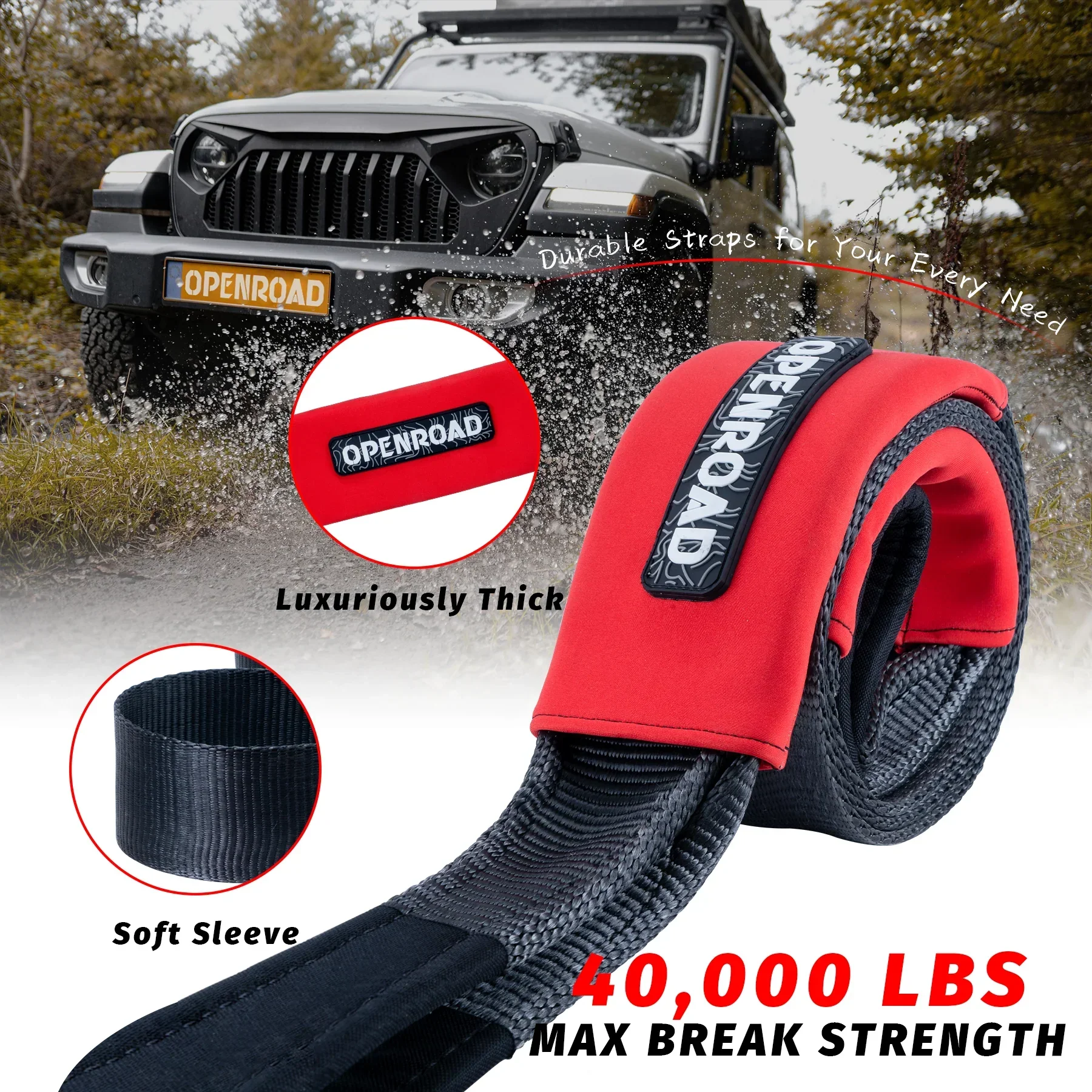 OPENROAD 4''x8' Break Strength 30,000 lbs Tree Saver Strap - Image 5