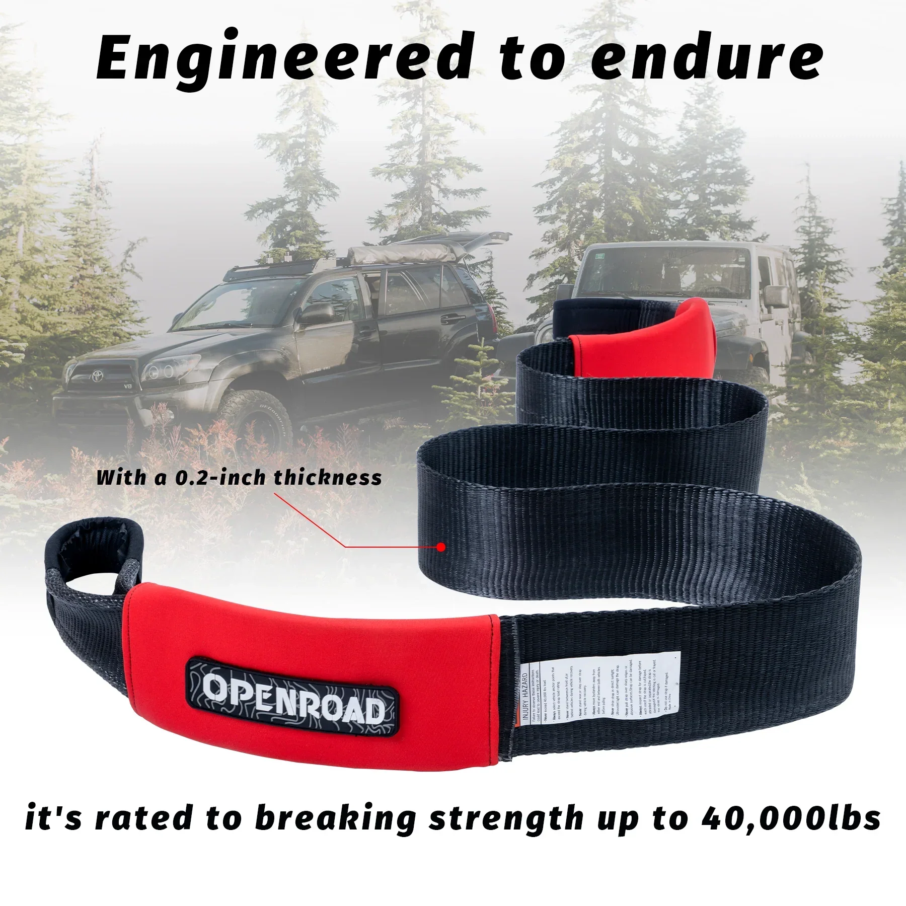 OPENROAD 4''x8' Break Strength 30,000 lbs Tree Saver Strap - Image 7