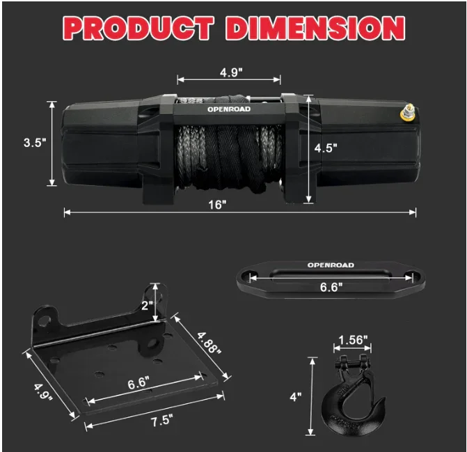 OPENROAD 6000lbs 12 Volts Electric Winch, Winch for UTV - Image 7