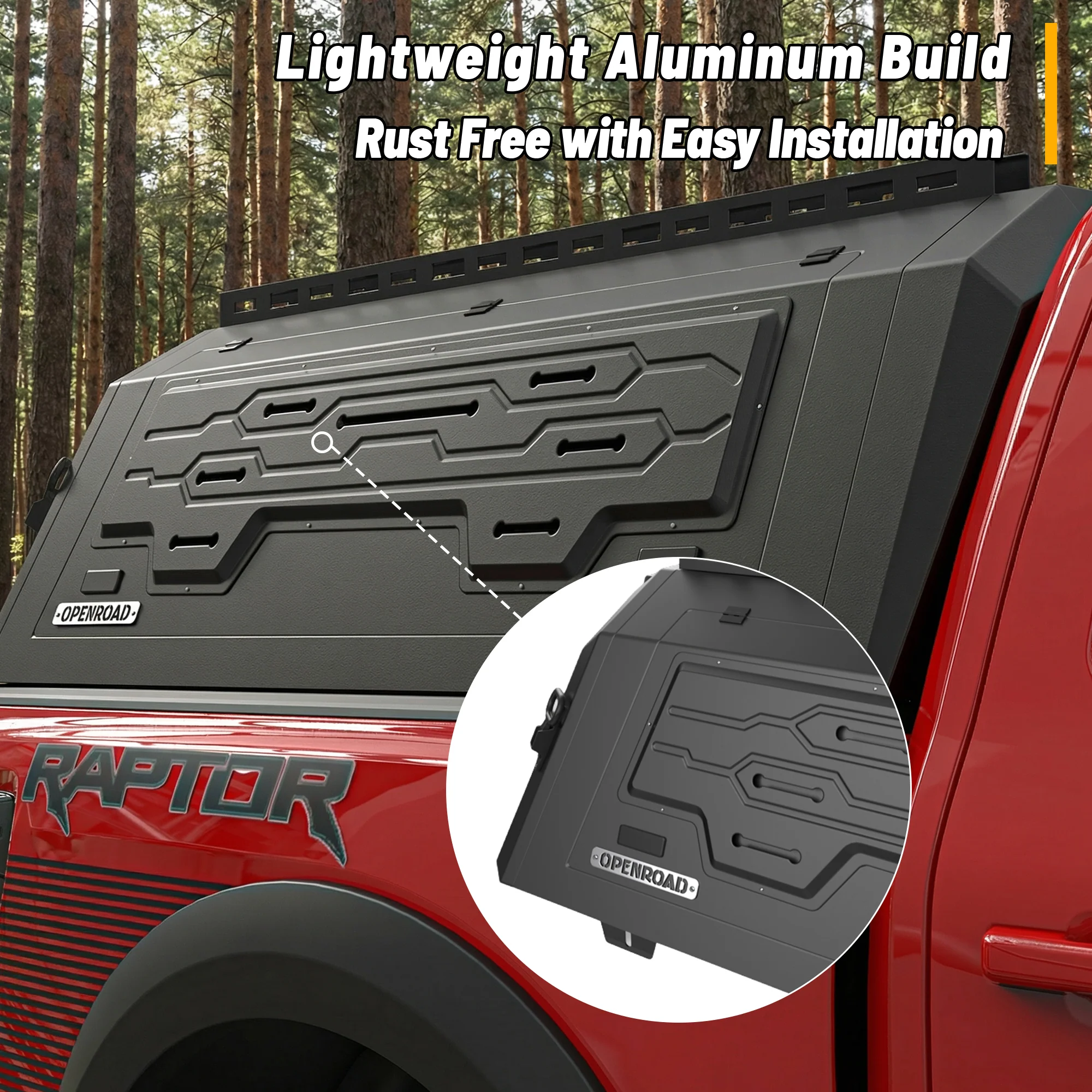 OPENROAD Aluminum Truck Cap for Ford F-150 (2021-2026) – 5.7ft Bed - Image 13
