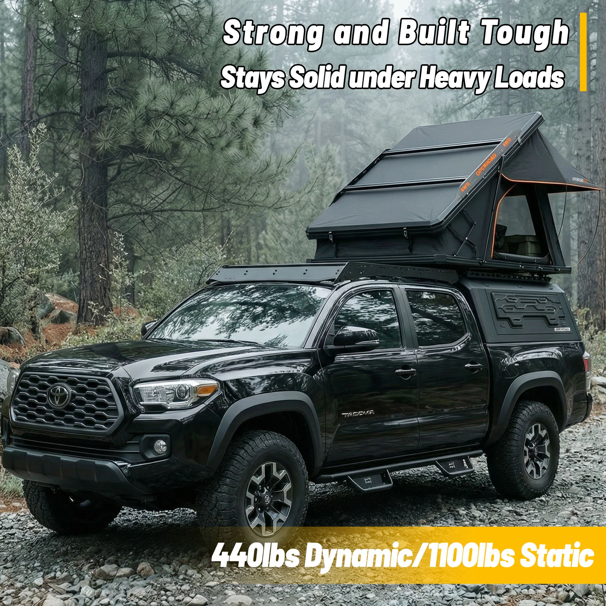 OPENROAD Aluminum Truck Cap for Toyota Tacoma (2016-2023) – 6ft Bed - Image 8