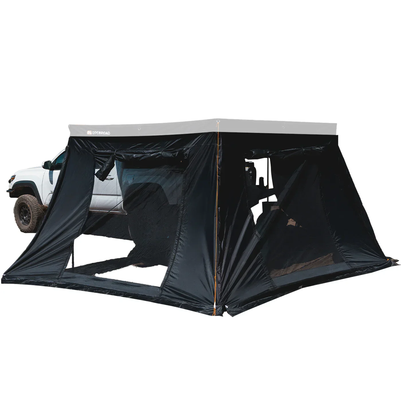 OPENROAD Truck Cap with 270 Awning with 270 Awning Side Wall with Aluminum Hard Shell Roof Top Tent with Shower Awning V2 with Roof Rack Crossbars - Image 4