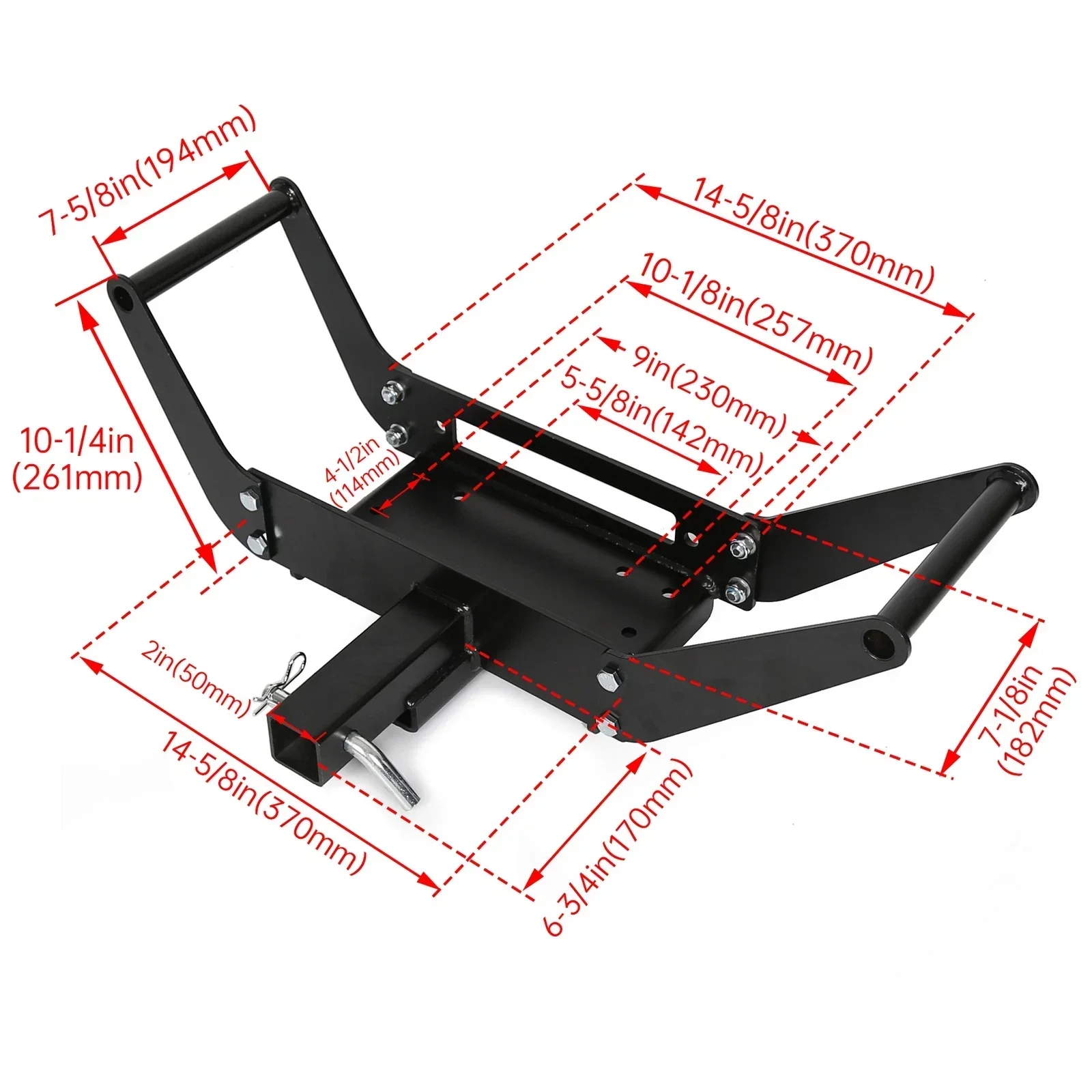 OPENROAD 2 Inches 15,000 lbs Capacity Winch Mount Receiver Hitch Winch Mounting Plate - Image 8