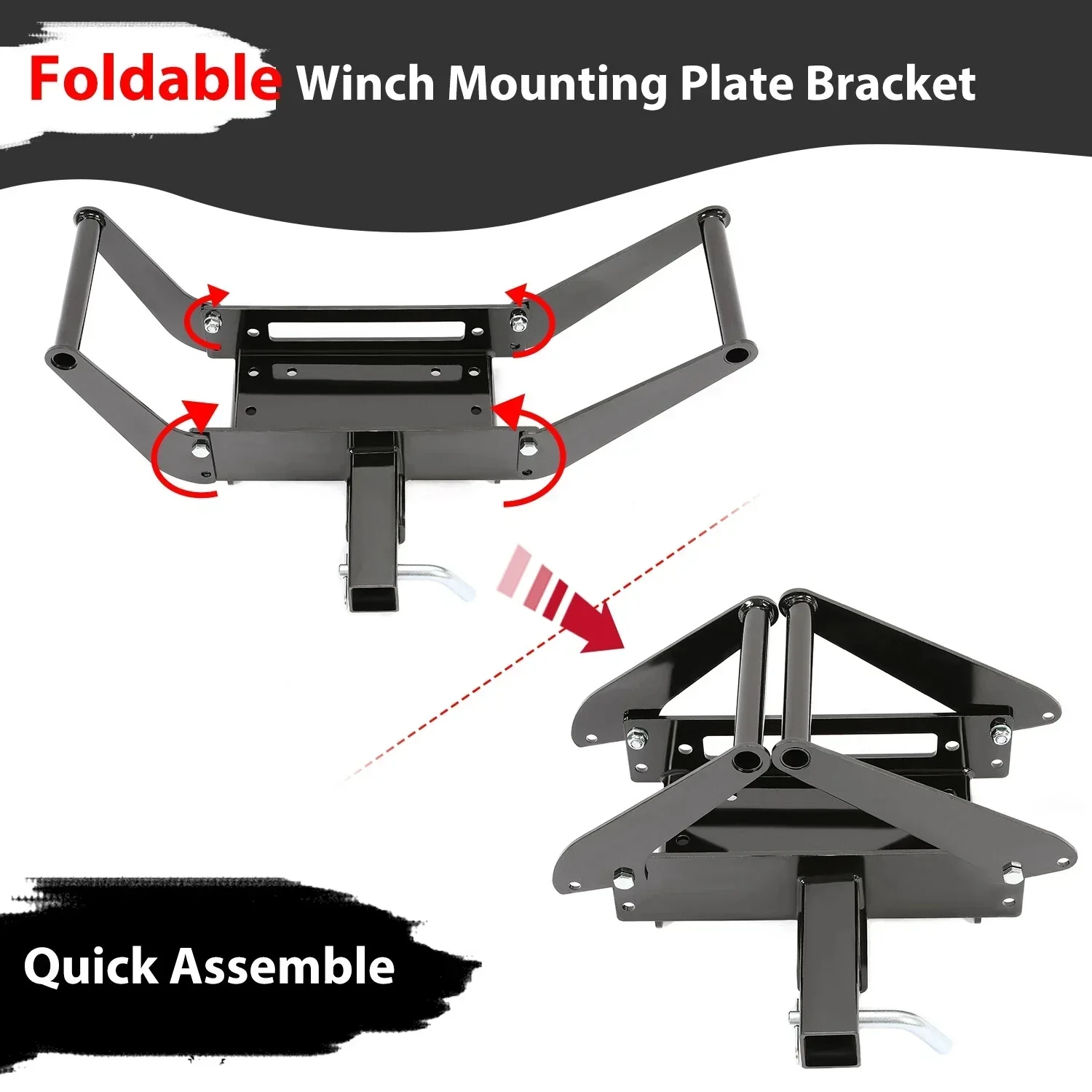 OPENROAD 2 Inches 15,000 lbs Capacity Winch Mount Receiver Hitch Winch Mounting Plate - Image 9